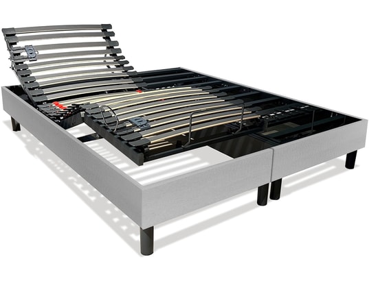 DUNLOPILLO - Sommier Electrique 2 x 80 x 200 Anatomique 2x80x200cm tissu capitole gris clair