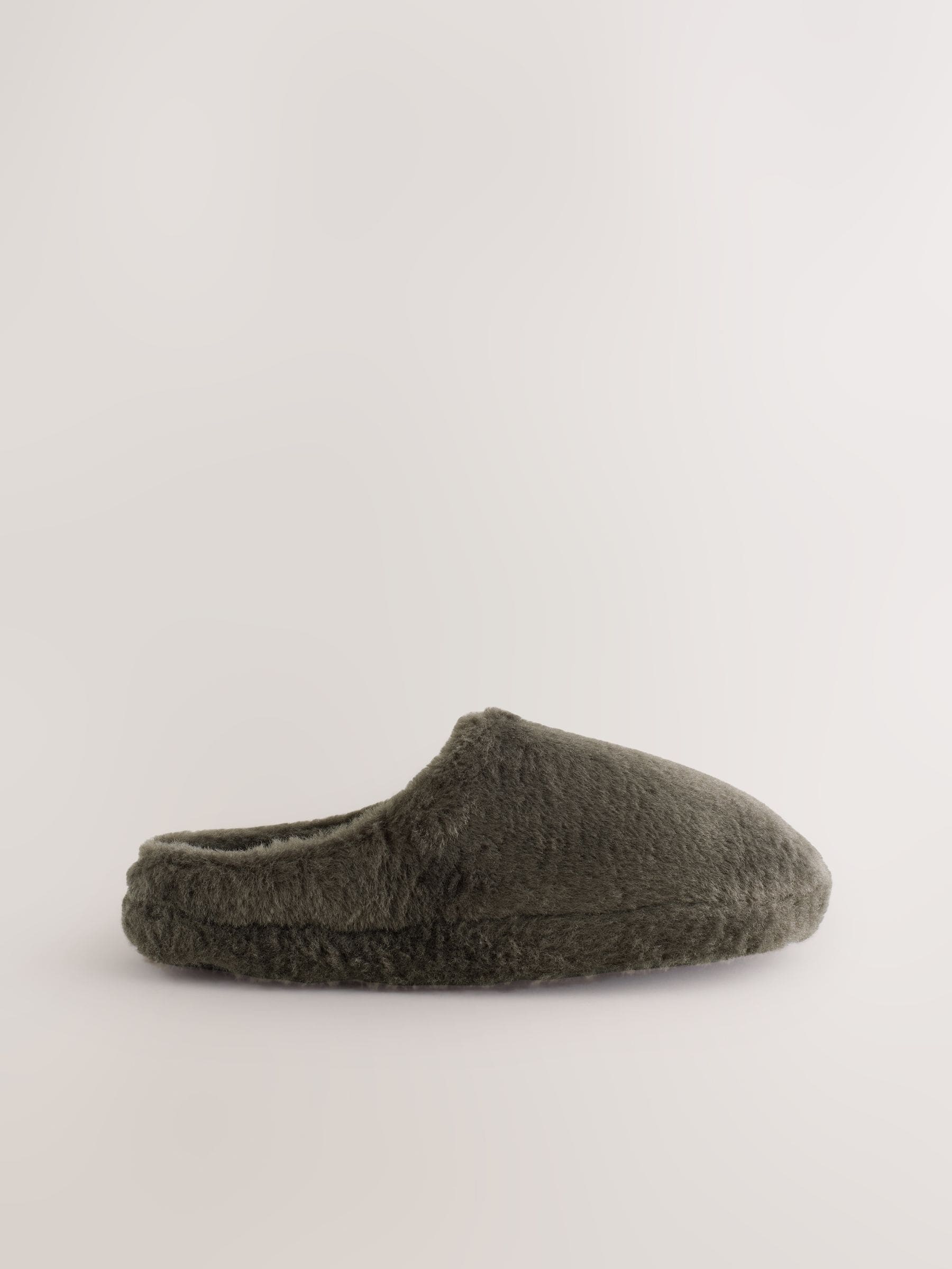 Taupe - Pantoffels met imitatiebont