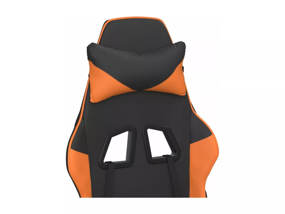 Chaise de jeu de massage et repose-pied Noir&Orange Similicuir