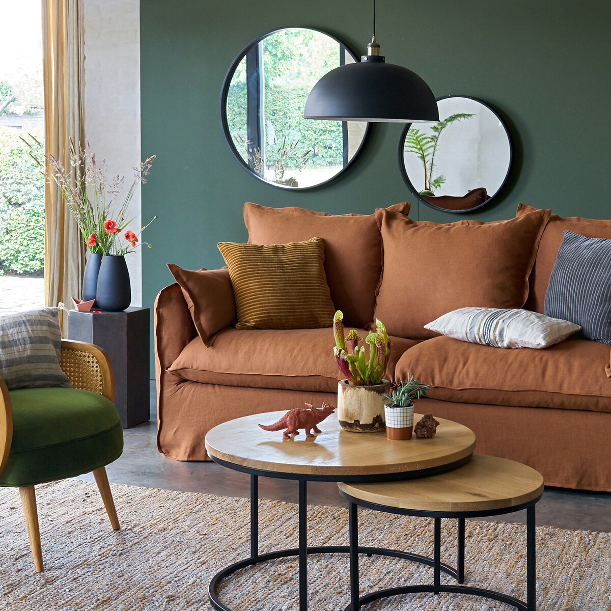 LA REDOUTE INTERIEURS<br>Espelho redondo, preto Ø80 cm, Alaria