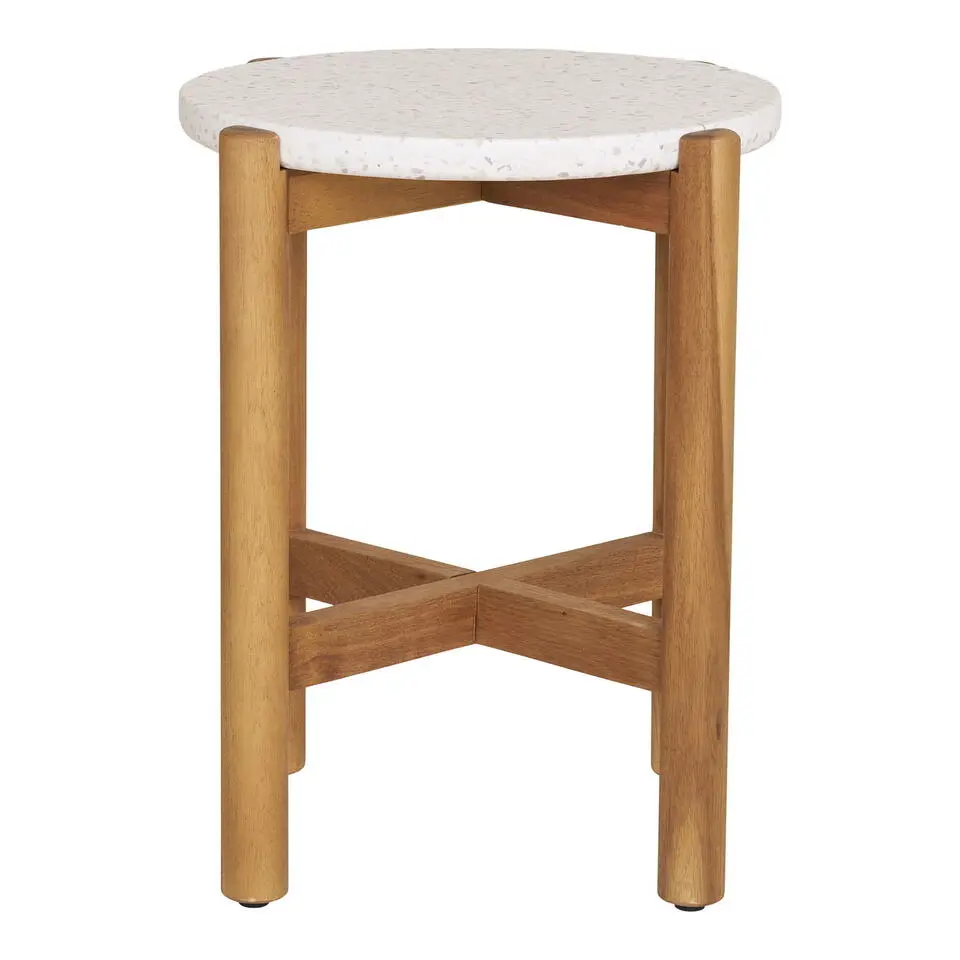 Sidetable Acacia Naturel/Wit - 37x37x46cm - Terracina