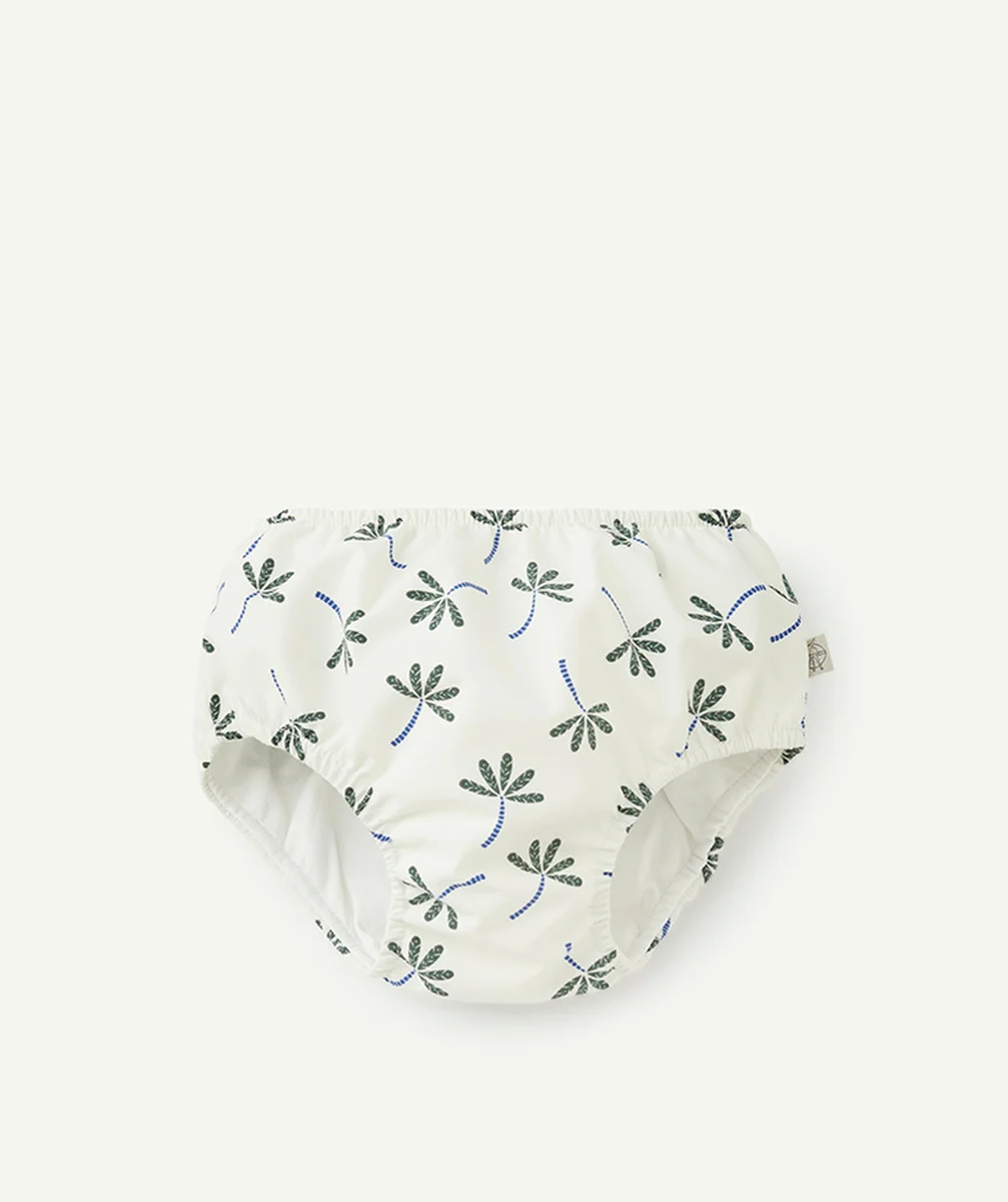 LASSIGMAILLOT DE BAIN COUCHE RÉUTILISABLE BÉBÉ FILLE BLANC AVEC IMPRIMÉ PALMIERS