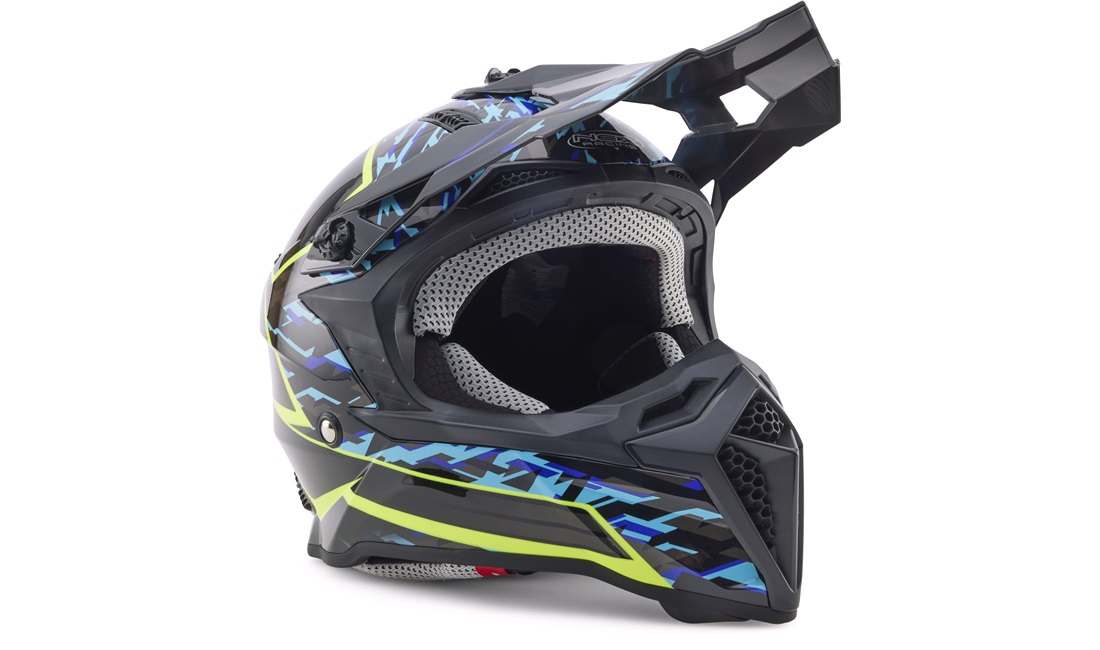 Crosshjelm NEX Racing Kids sort/blå/gul str. M (51-52cm)