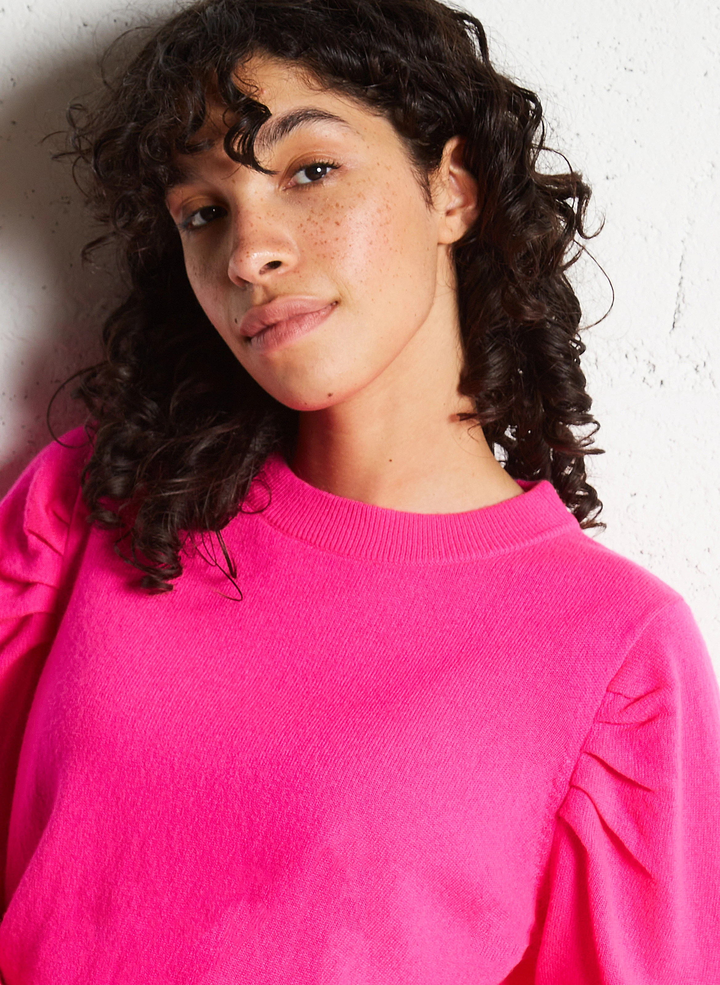 AIKA - Pull col rond en laine en en cachemire mélangés | Rose