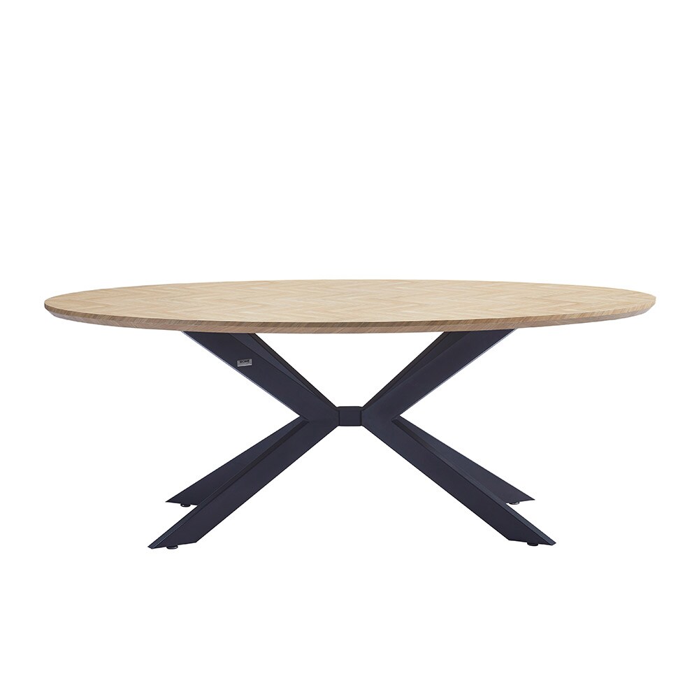 HOME DELUXE Esstisch Oval AVENTIS inkl. Sternfuß - 200 x 120 cm - versch. Farben - Fishbone Oak