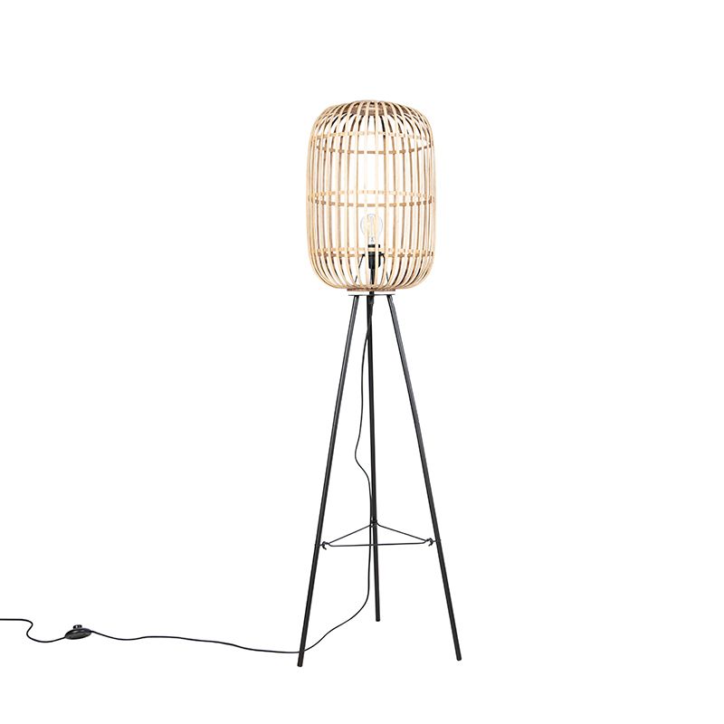 Smart landelijke vloerlamp rotan incl. WiFi A60 - Manila