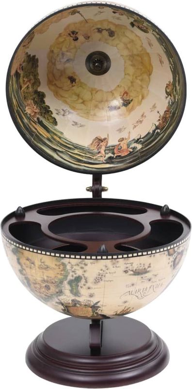 Globebar - Wit en Bruin - Massief Hout - Replica 16e Eeuwse Zeekaarten