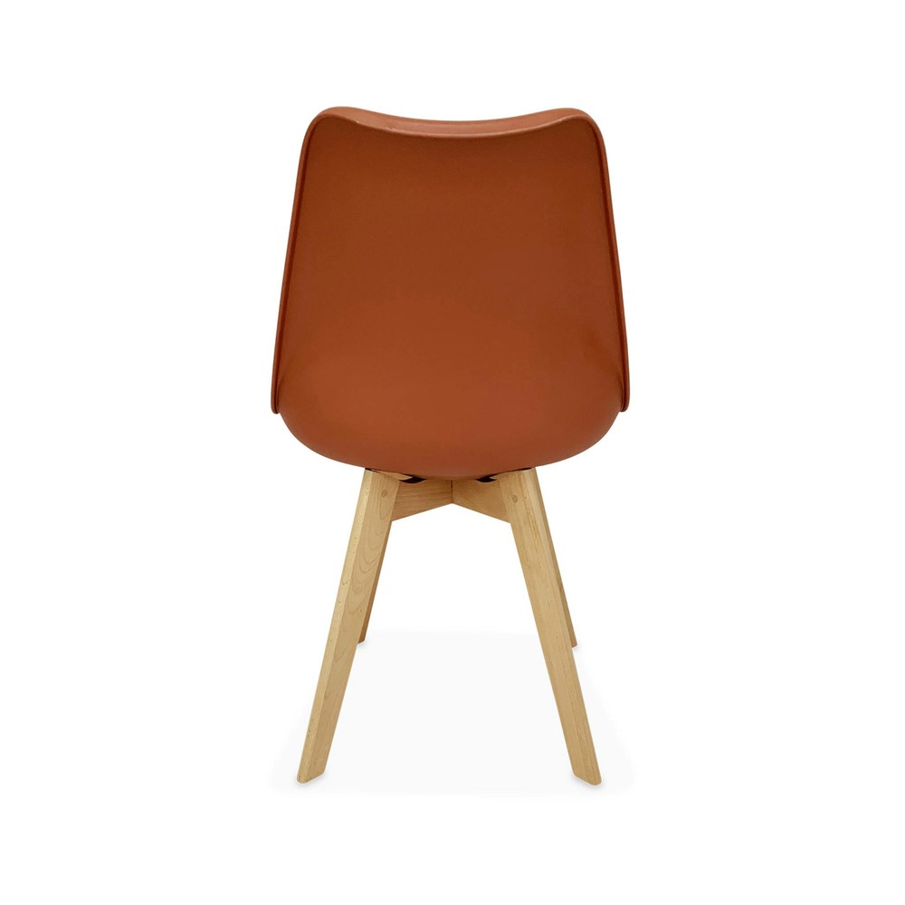Lot de 4 chaises scandinaves. Pieds bois de hêtre. Chaises 1 place. Terracotta