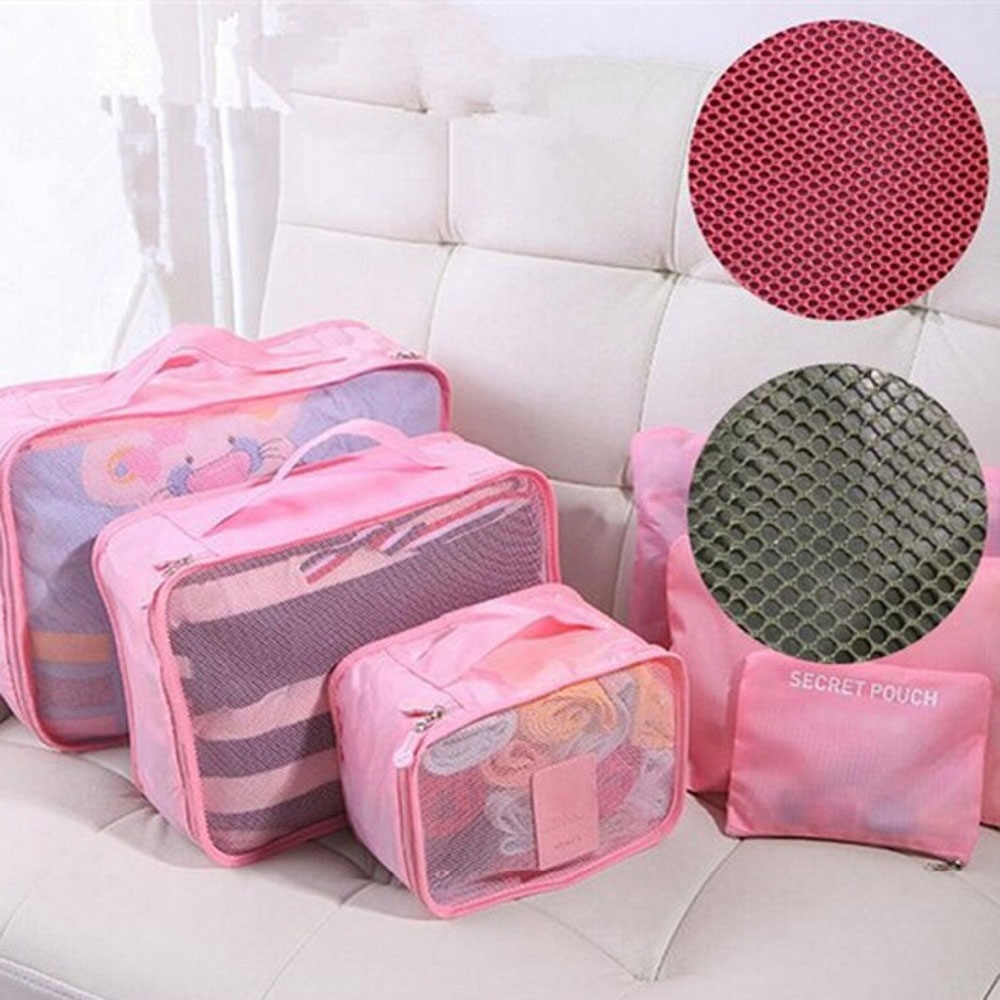 6in1 Spritzwasserfester Koffer Organizer Reise Gepäck Kompressions Kleidertaschen Set - Hellblau