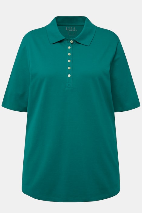 Poloshirt, Piqué, Polokragen, Samt-Knopfleiste, Halbarm