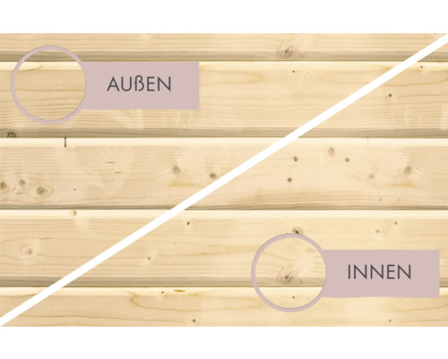 Elementsauna Karibu Faurin zonder oven en dakkroon met gebronsde volledig glazen deur