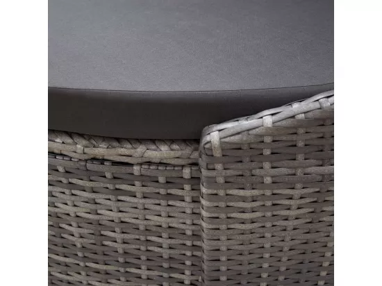 Chaise longue d'extérieur avec auvent Résine tressée Gris