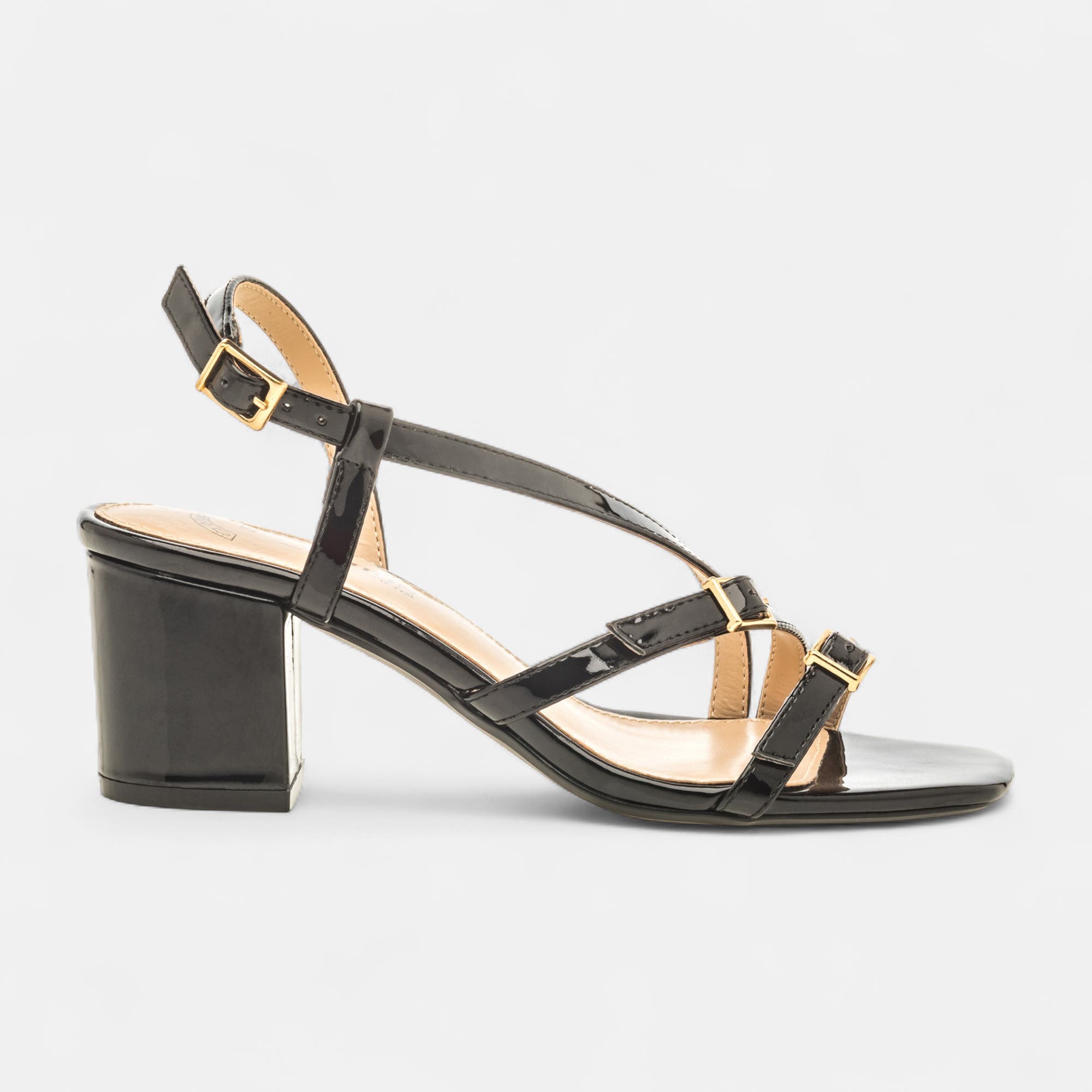 Nu-pieds à talon Femme noir vernis