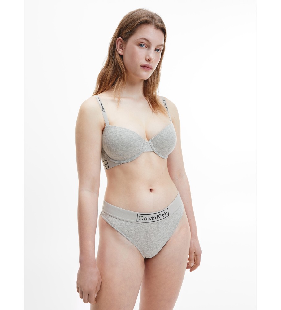 Calcinha fio dental Calvin Klein Reimagined Heritage cinza
