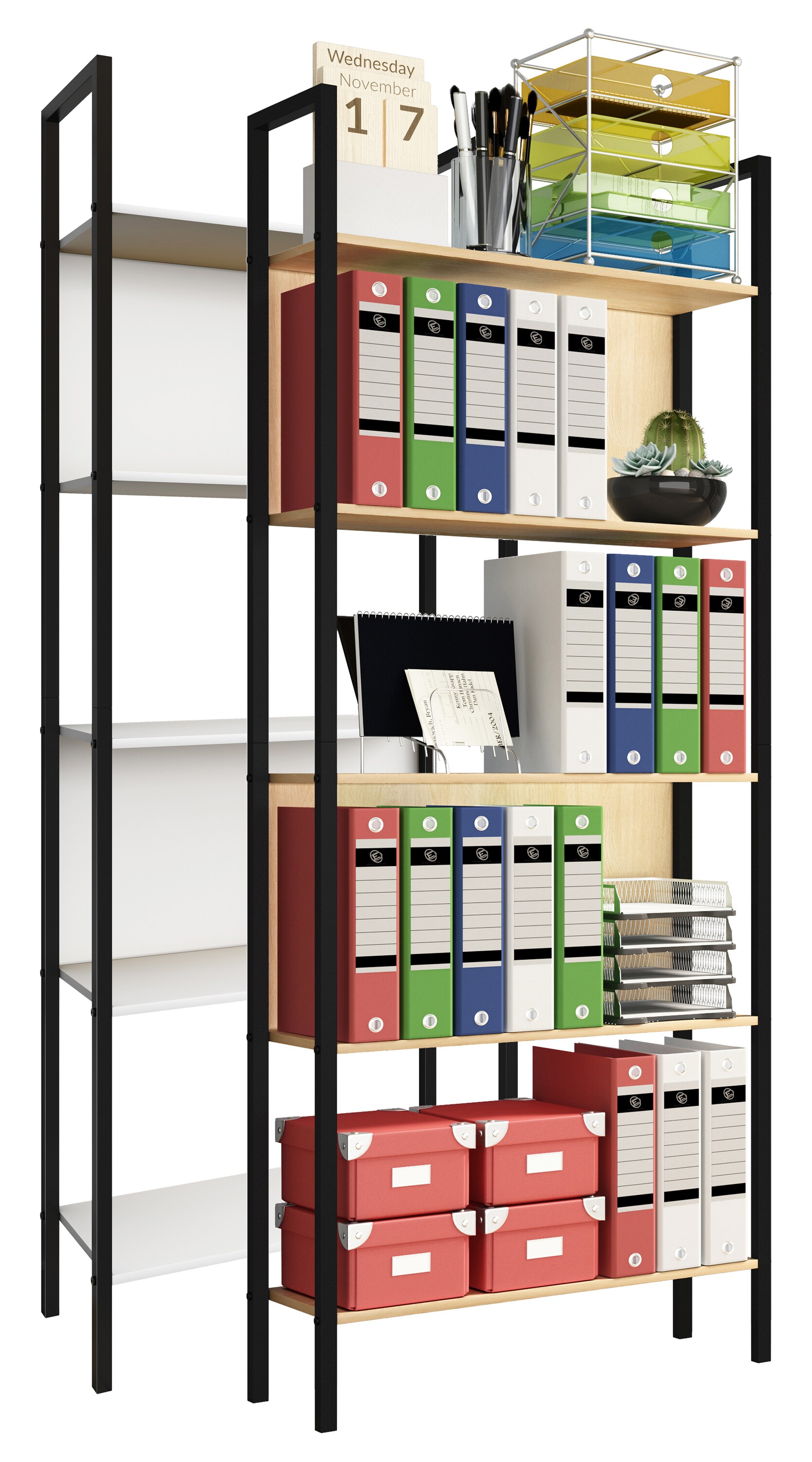 VCM Holz Metall Aufbewahrung Stand Regal Bücherregal Deko Bücher Standregal Flakos 5