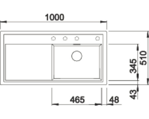 Blanco ZENAR XL 6 S spoelbak, 1000 x 510 mm, zwart, 526062, kom rechts