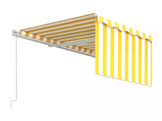 Auvent rétractable manuel avec store 5x3 m Jaune et blanc