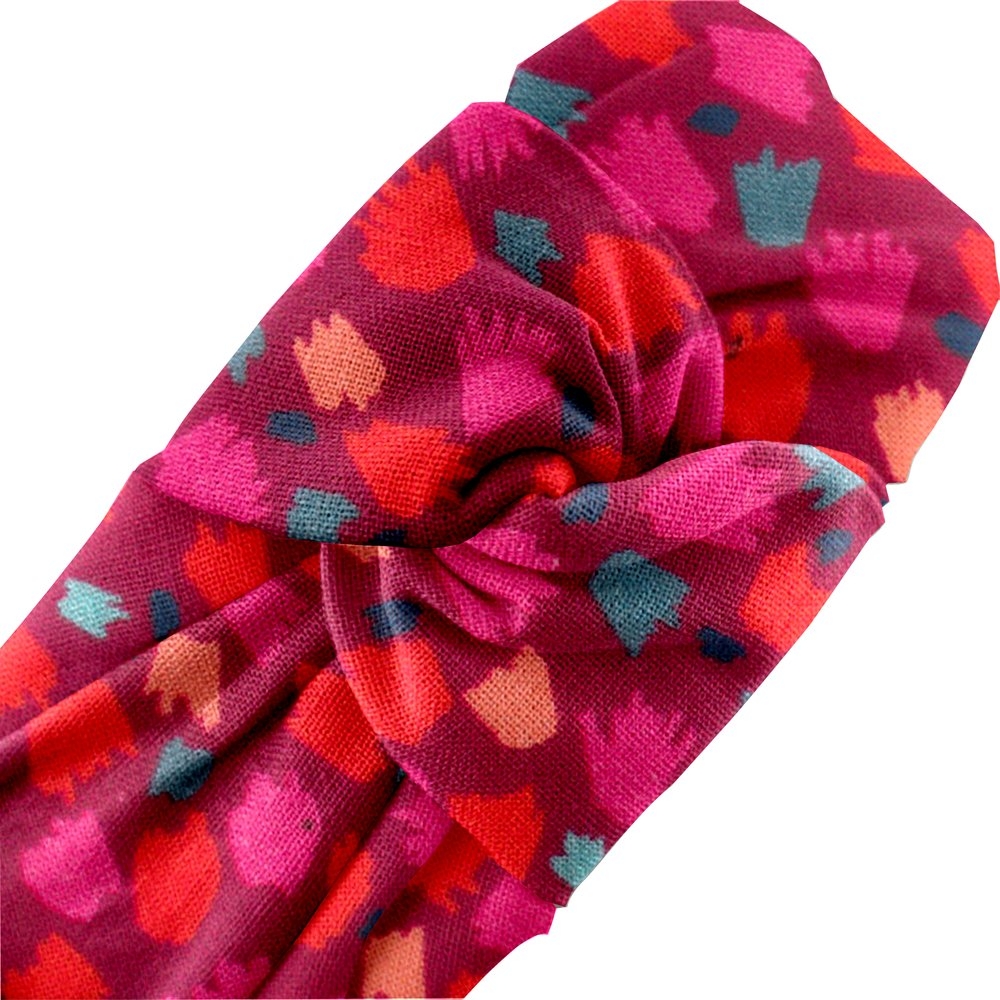 Serre-Tête Large Croisé Pompons Cerise