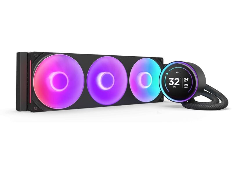 NZXT Wasserkühlung Kraken Elite 360 RGB Schwarz Wasserkühler für Intel und AMD Prozessorsockel mit LCD-Display und leuchtenden, leisen RGB-Lüftern
