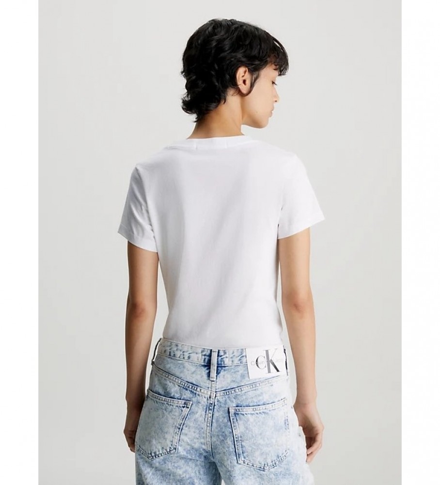 Camiseta Calvin Klein Jeans Slim Fit com Logo Degradê, Branca