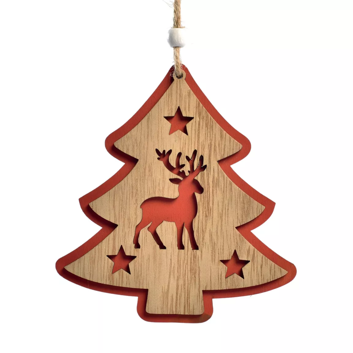 Sapin de Noël en bois à suspendre (H12 cm) Renne des forêts