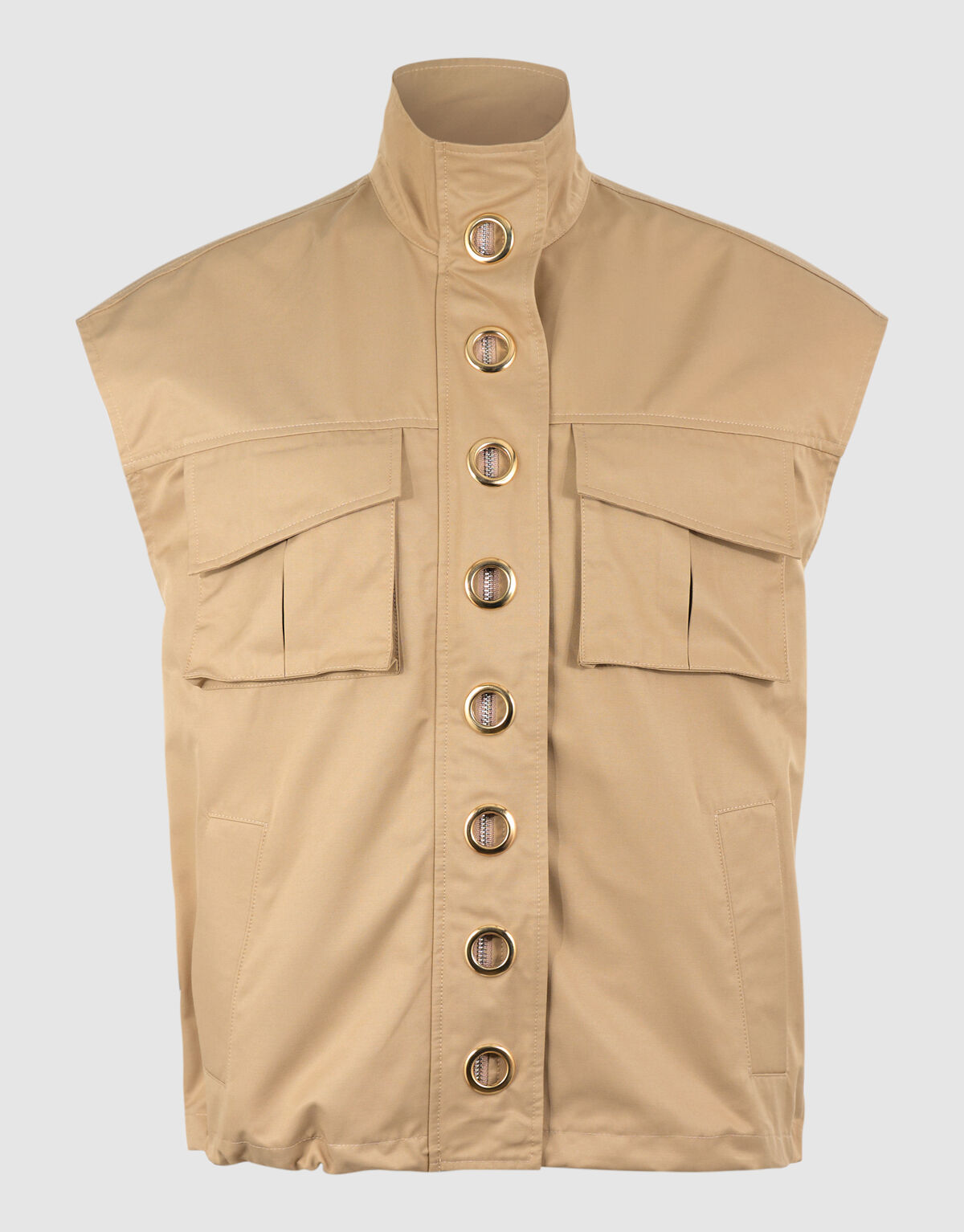 Eyelet Sleeveless Jack Camel