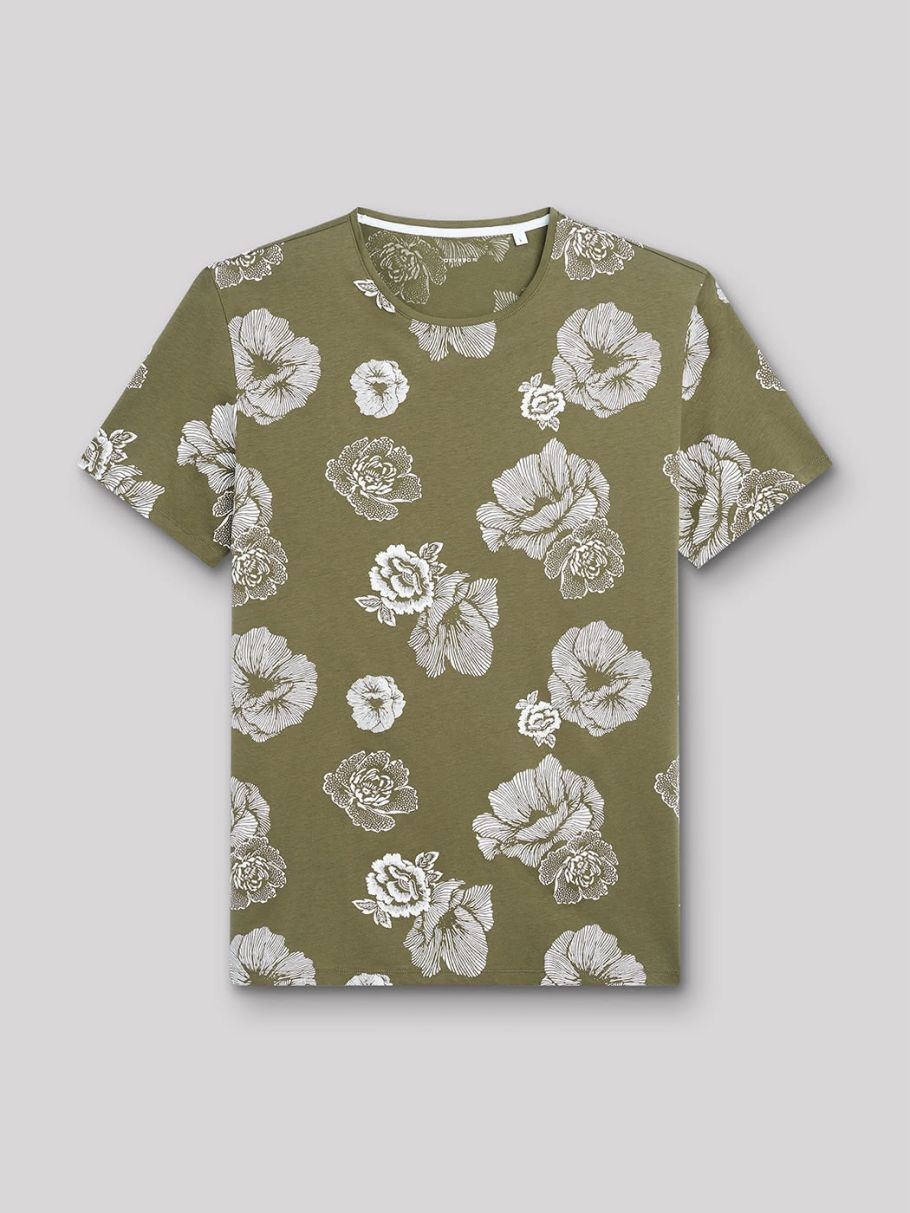 Tee-shirt col rond fleuri