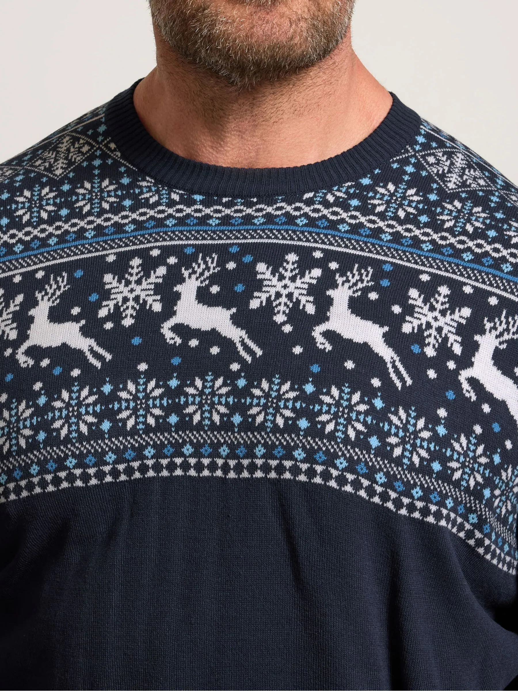 BadRhino Big & Tall Fairisle-trui met ronde hals