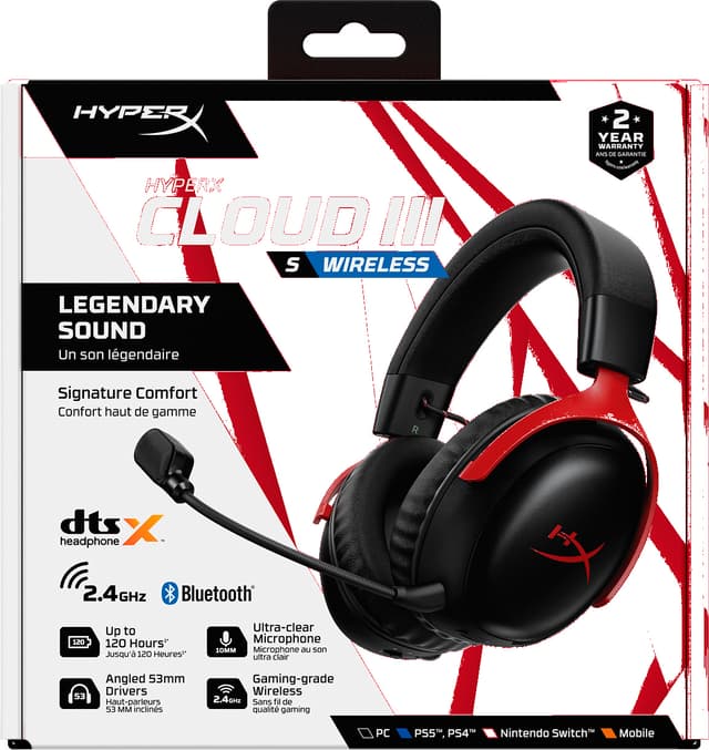 HyperX Cloud III S Trådløst gaming headset (sort/rød)