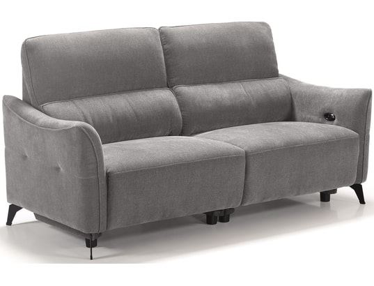 CONCEPT1 - Canapé tissu Bergamo 3 places 2 relax electriques gris