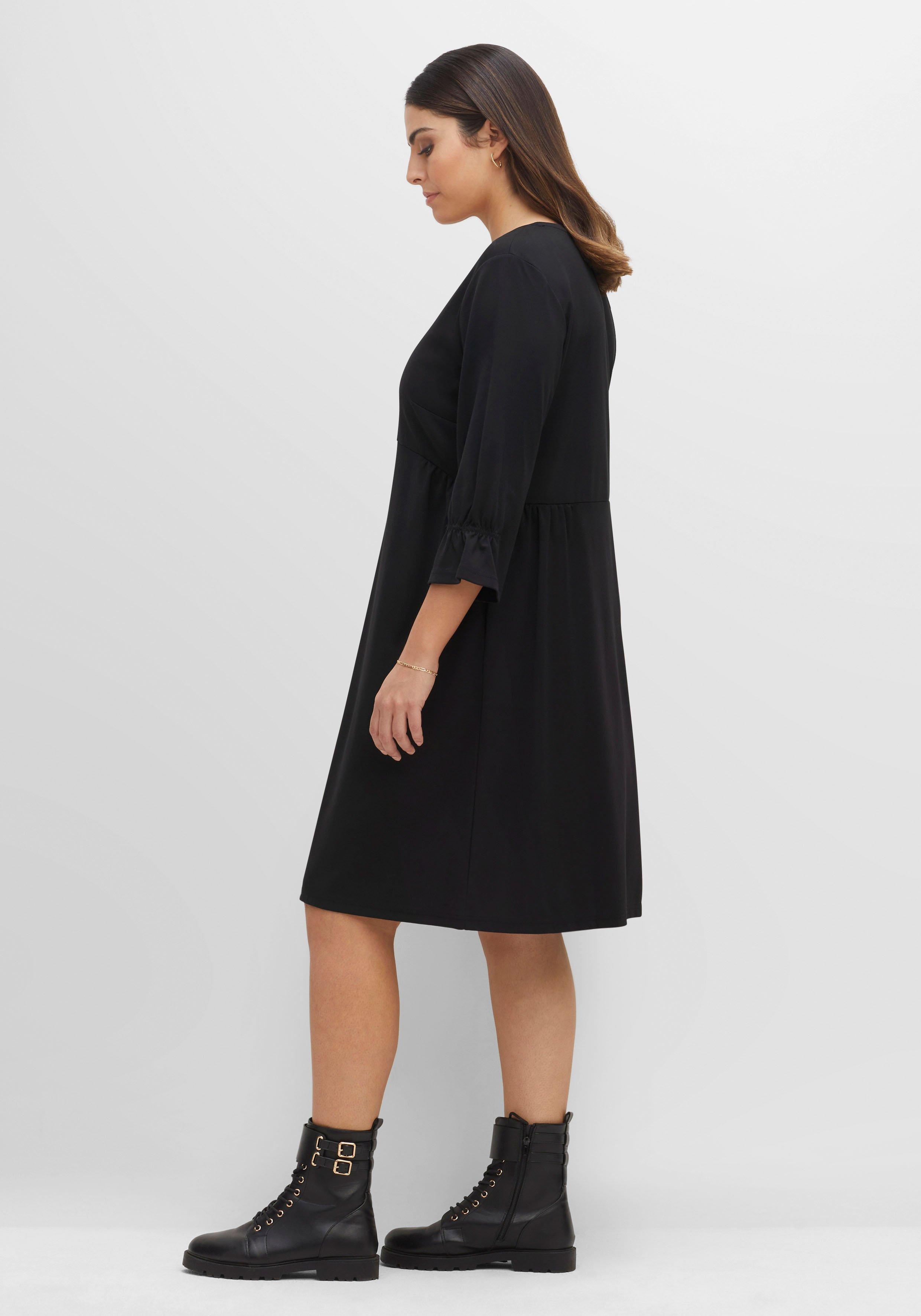 Shirtkleid mit gerafften 3/4-Ärmeln