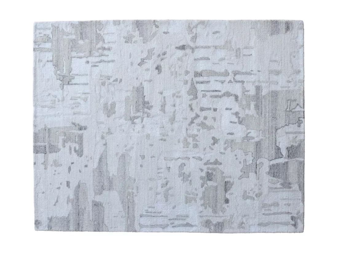 Tapis vintage en laine et viscose fait à la main - 160 x 230 cm - 1500g/m² - Gris - MILORA