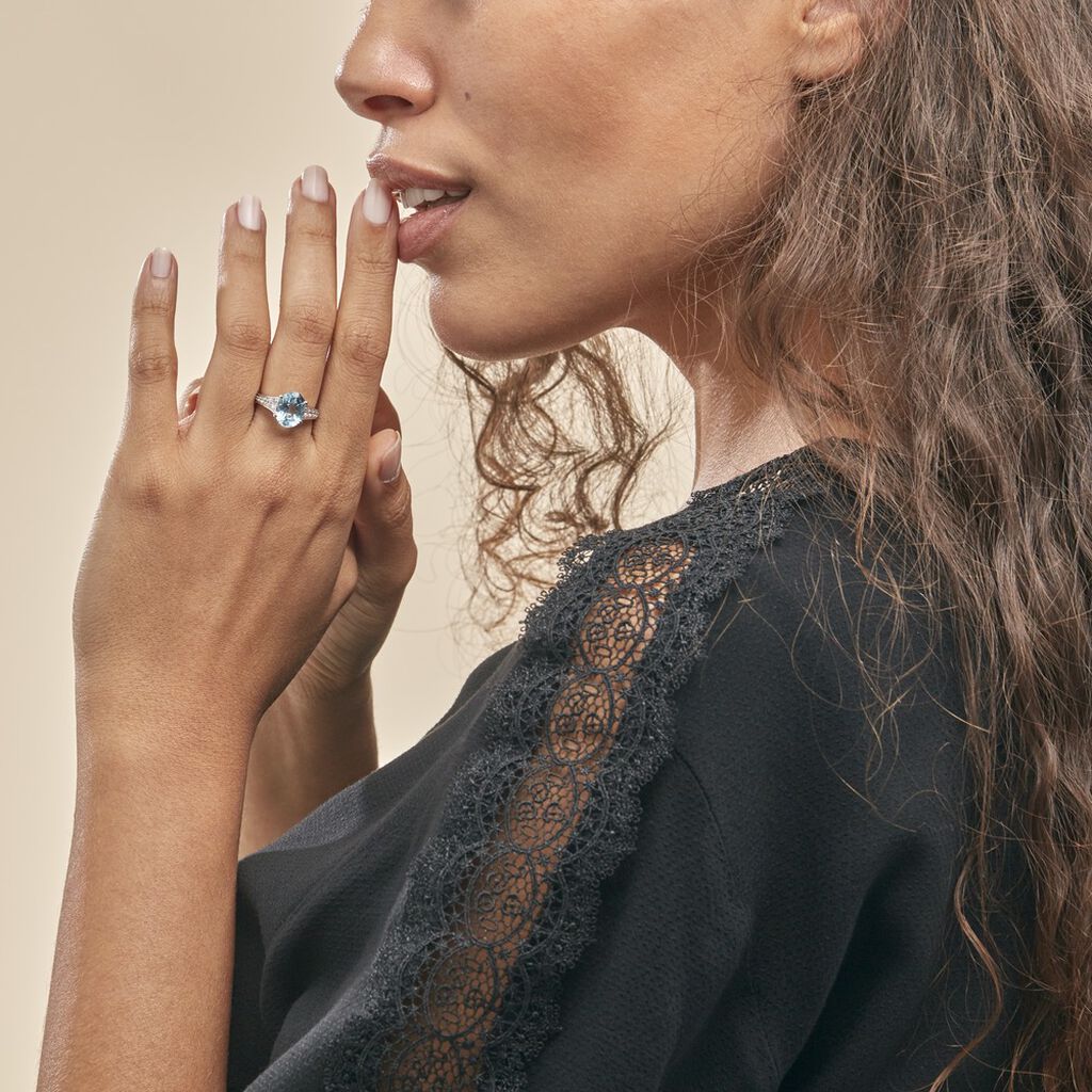Bague Marie-camille Or Blanc Topaze Et Oxyde De Zirconium
