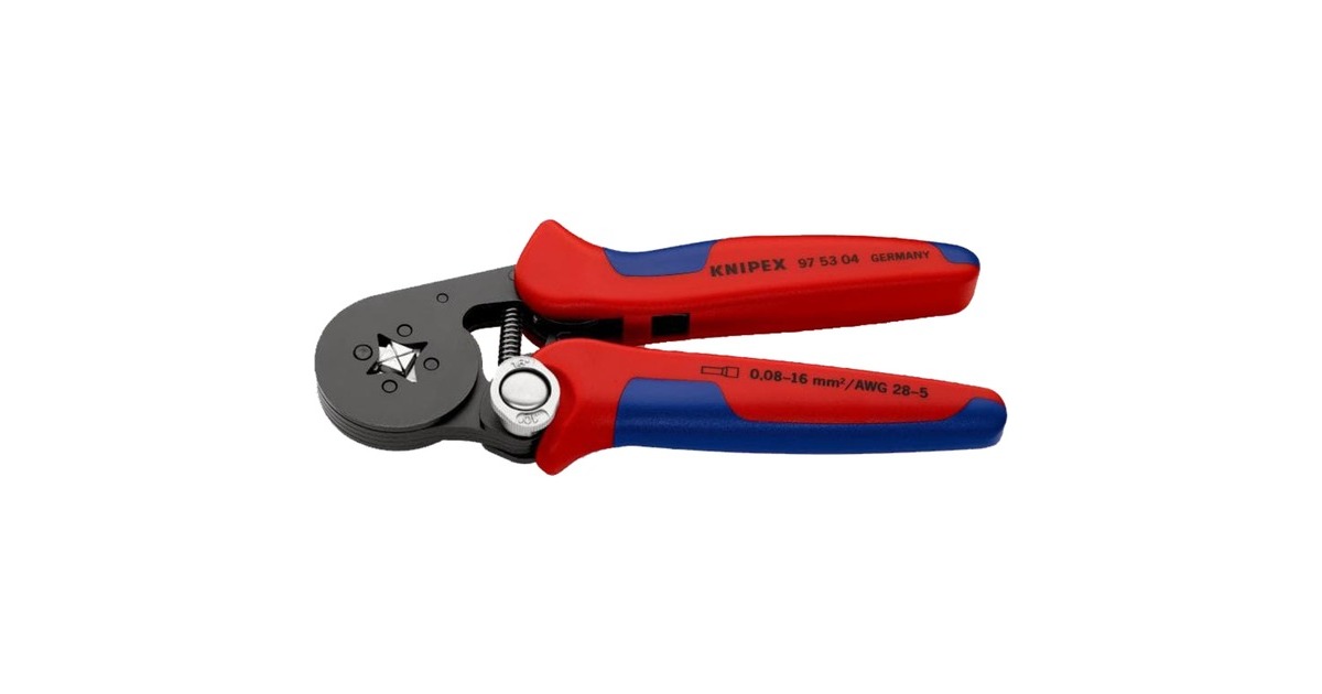 KNIPEXZelfinstellende krimptang voor adereindhulzen 97 53 04 SB  (Rood/blauw, met zij-invoering)