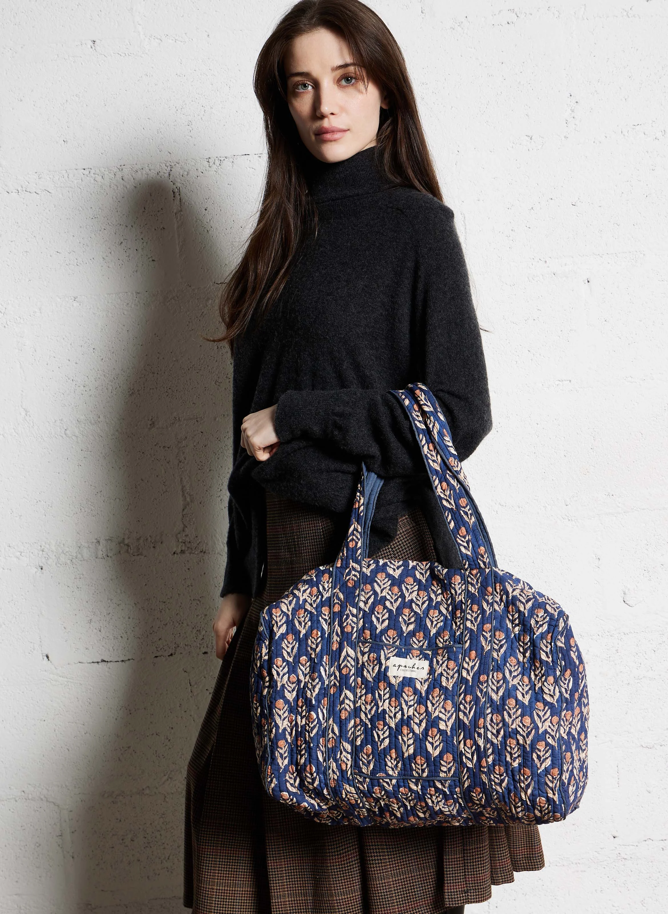 BUDDHA - Sac matelassé en coton imprimé | Bleu