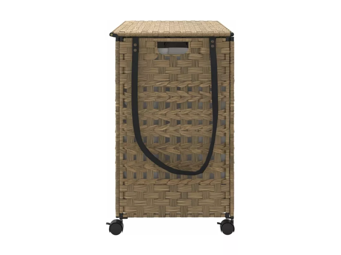 Panier à linge avec roulettes 66x35x60 résine tressée