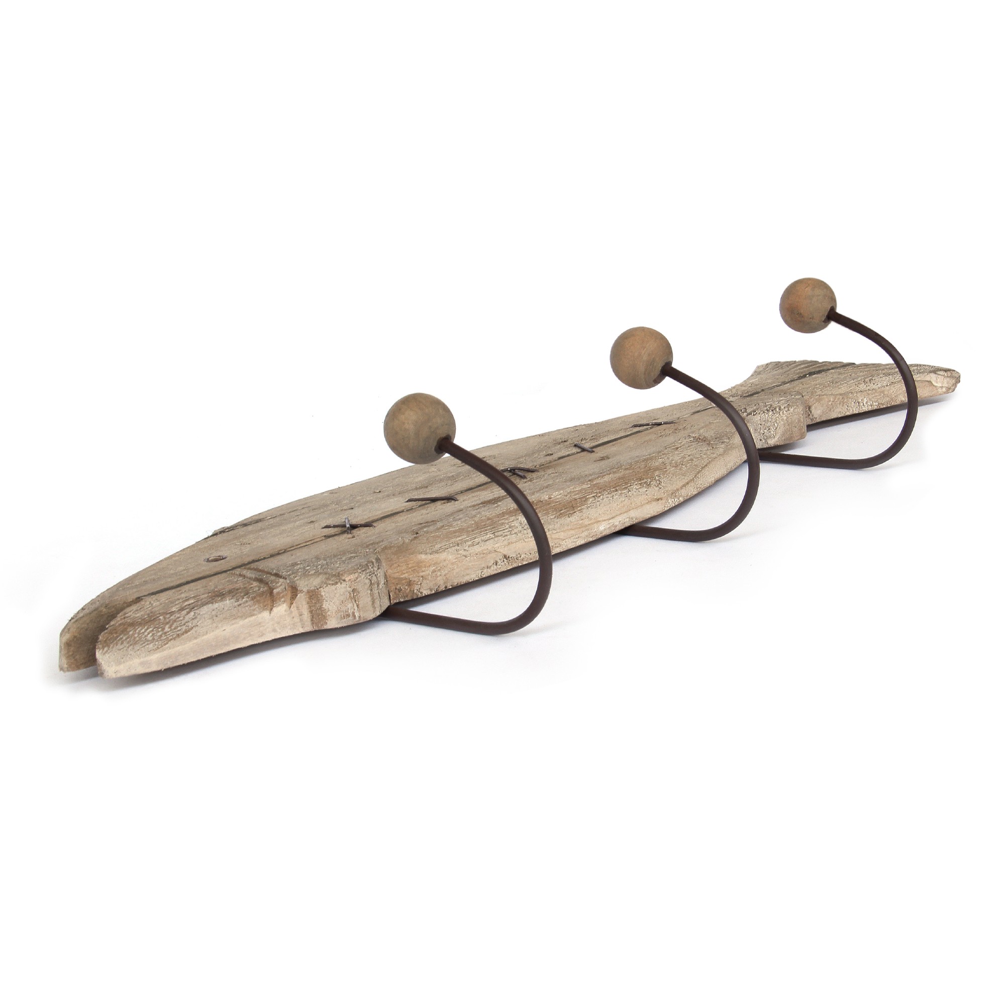 3er Hakenleiste 'Fisch', natur, B 60 cm, H 30 cm, L 10 cm von fischer's lagerhaus
