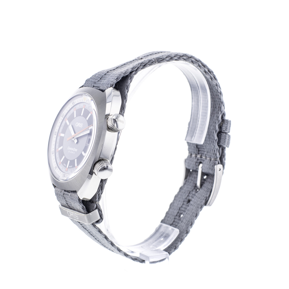 Montre d'occasion Oris Chronoris homme chronographe automatique acier textile gris