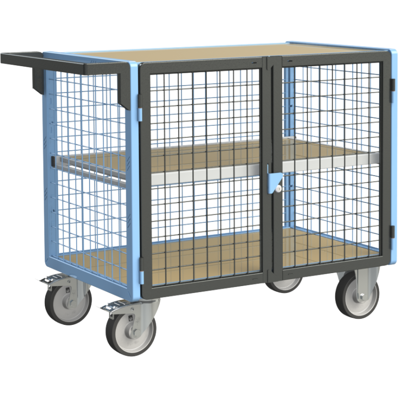 Servante établi équipée, 2 portes grillagées verrouillables, 500 kg