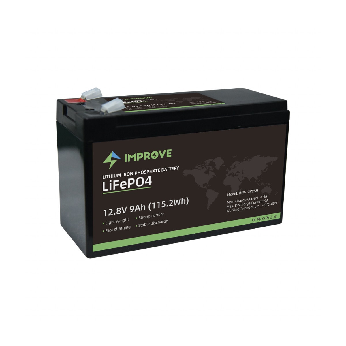 IMPROVE Lithium Batteri 12V 9Ah (LiFePO4) BMS 9A