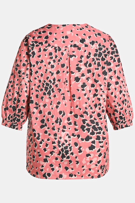 Bluse, Animal-Druck, A-Linie, V-Ausschnitt, 3/4-Arm