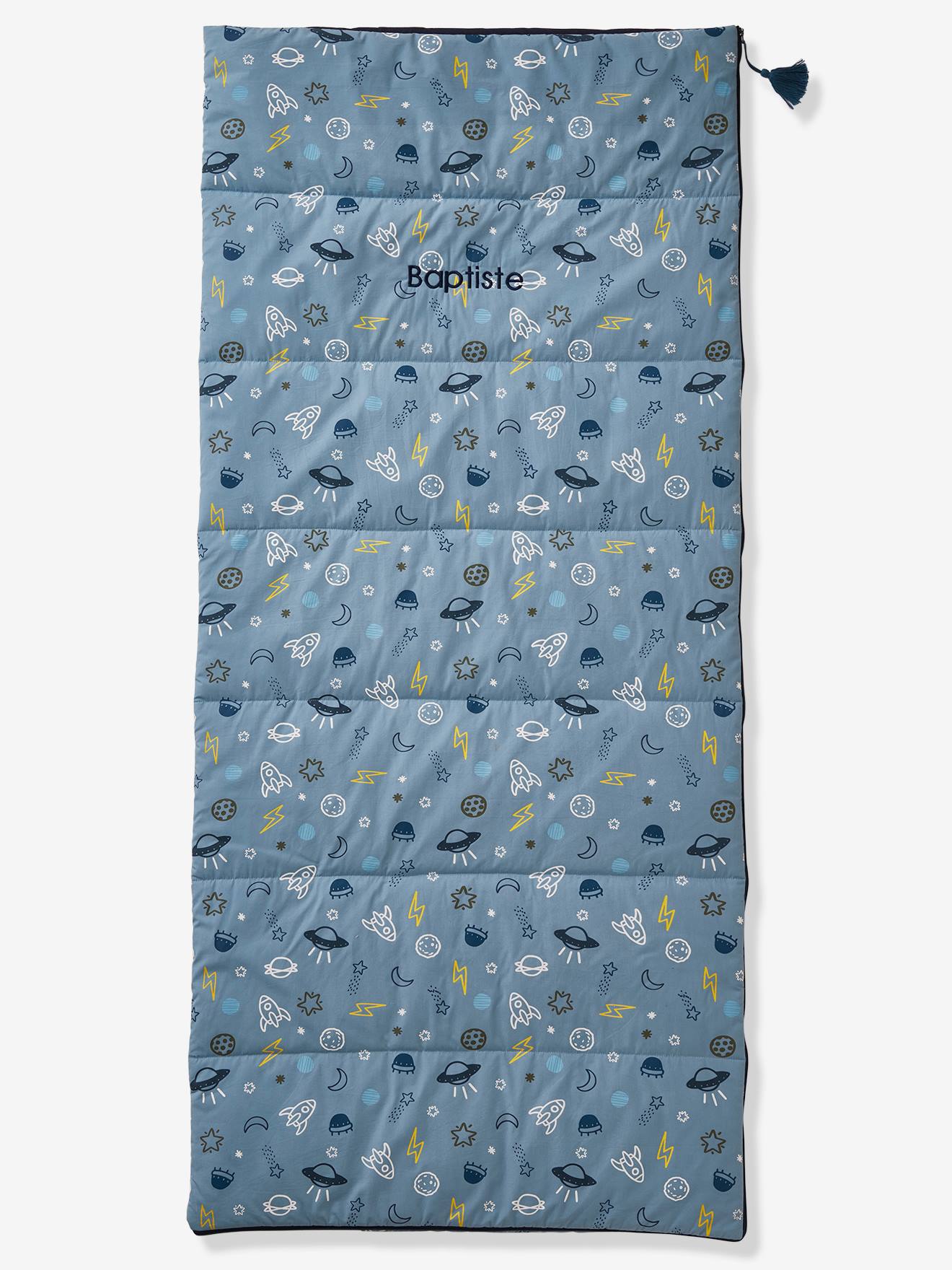 Saco de dormir Cosmos personalizável, tamanho médio, estampa azul.