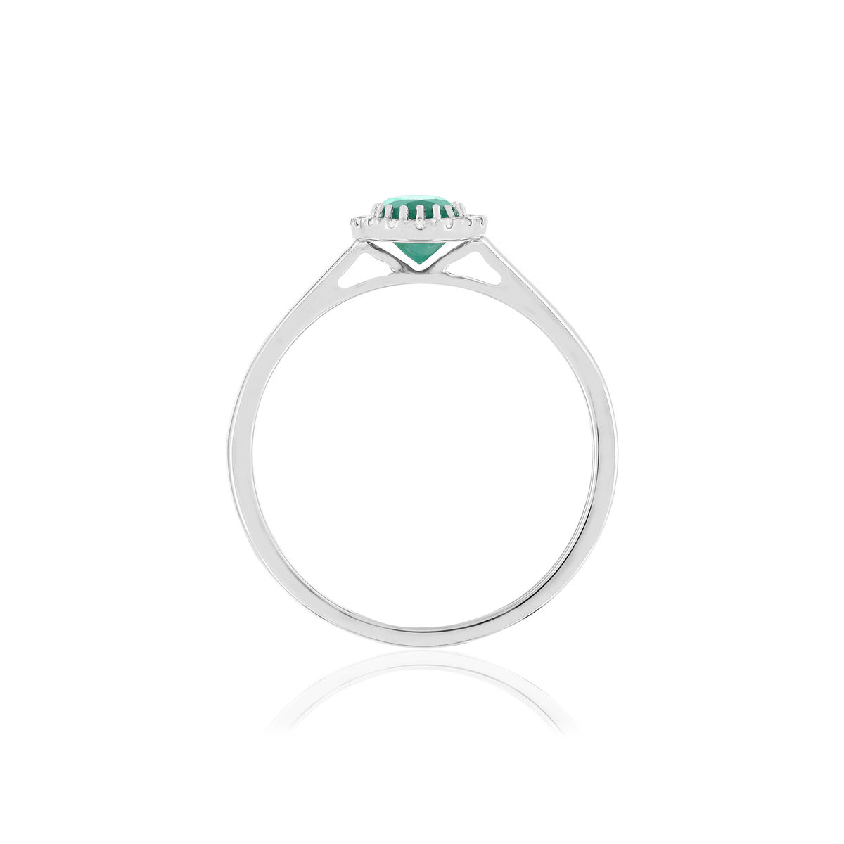 Bague or blanc 750 émeraude diamants