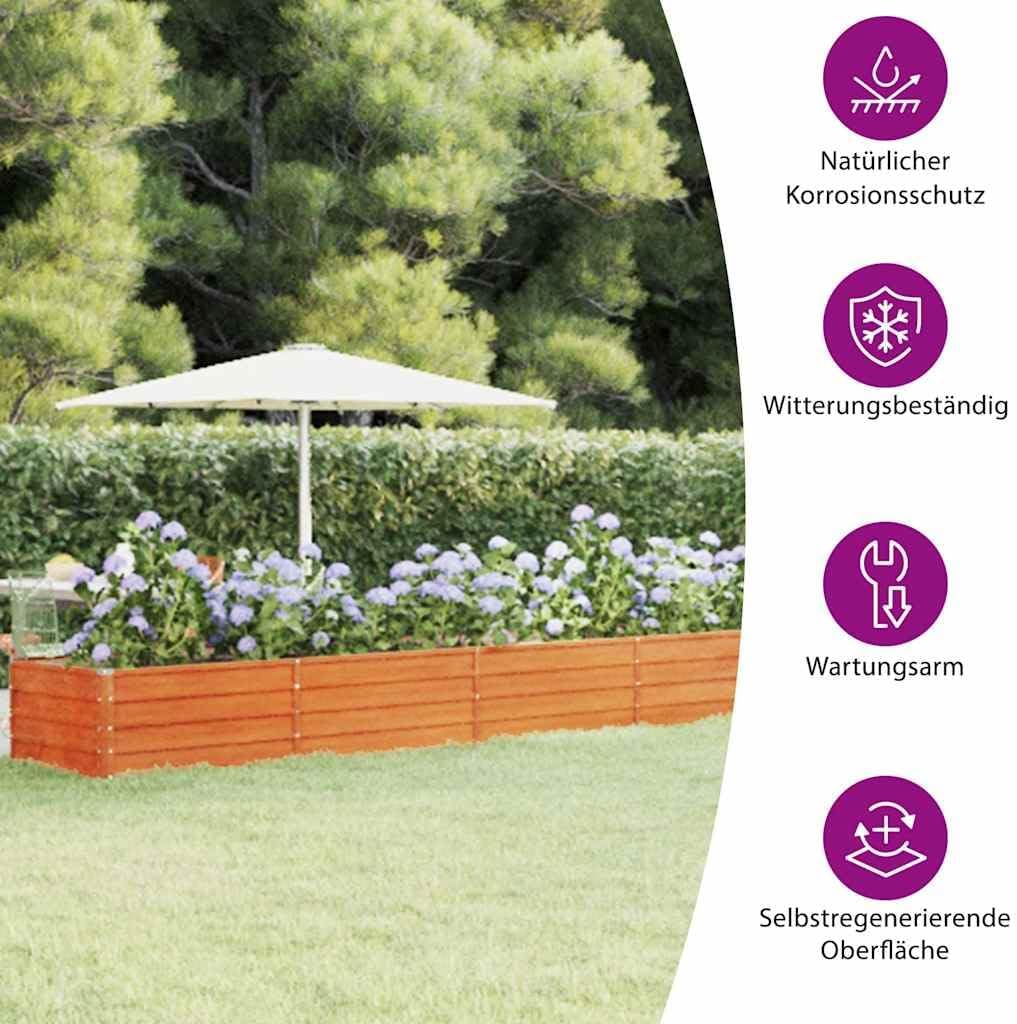 vidaXL Hochbeet, Hochbeet für Garten Balkon Terrasse, Kräuterhochbeet zum Selber Bauen, Gemüsebeet Pflanzkübel aus Metall, Grau Cortenstahl