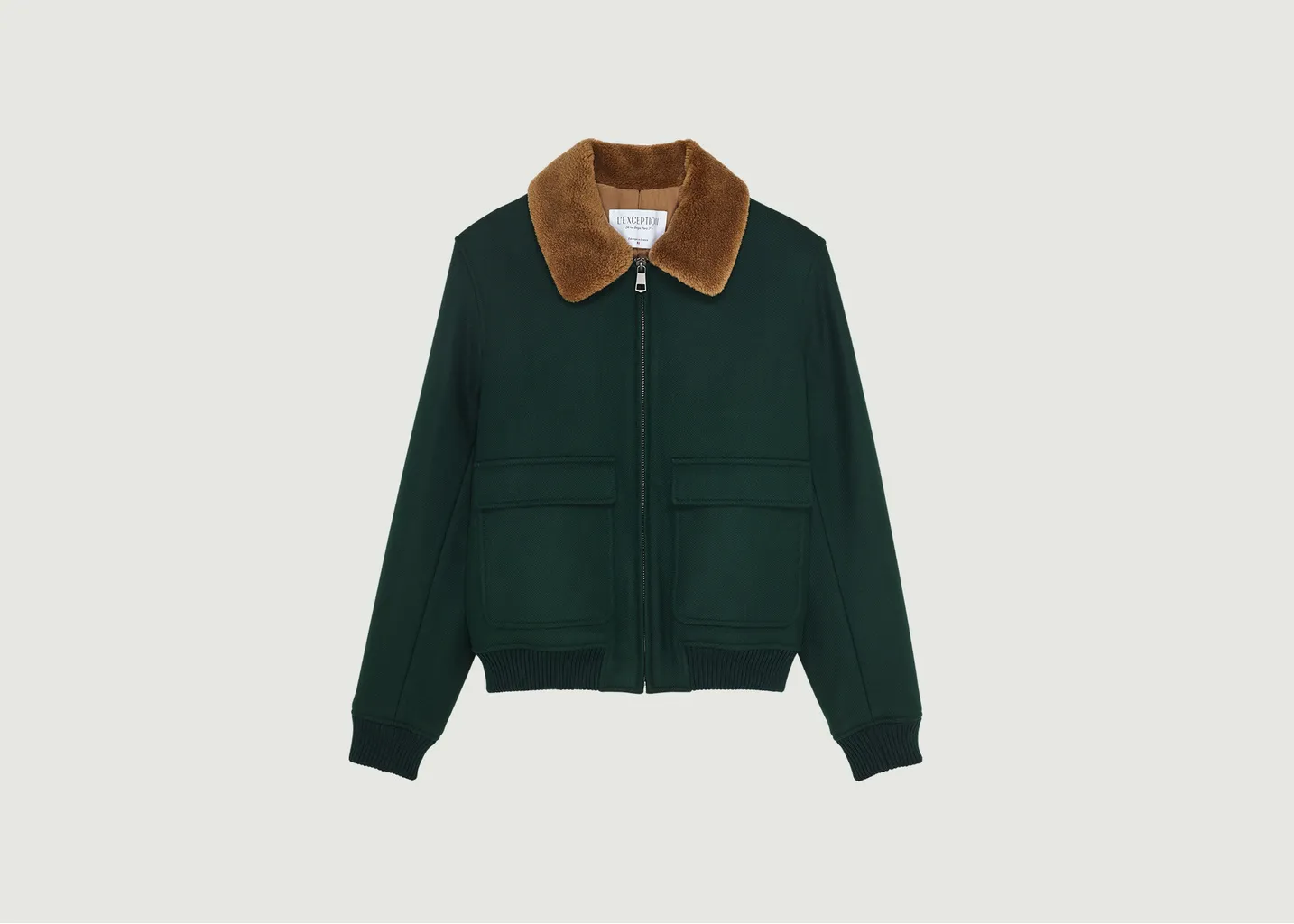 Blouson effet col mouton en laine vierge fabriqué en France L'Exception Paris