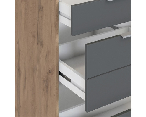 Held Furniture Florence uittrekbare onderkast BxDxH 180x60x82 cm mat grijs, gedemonteerd, scharnier omkeerbaar (links of rechts te monteren)