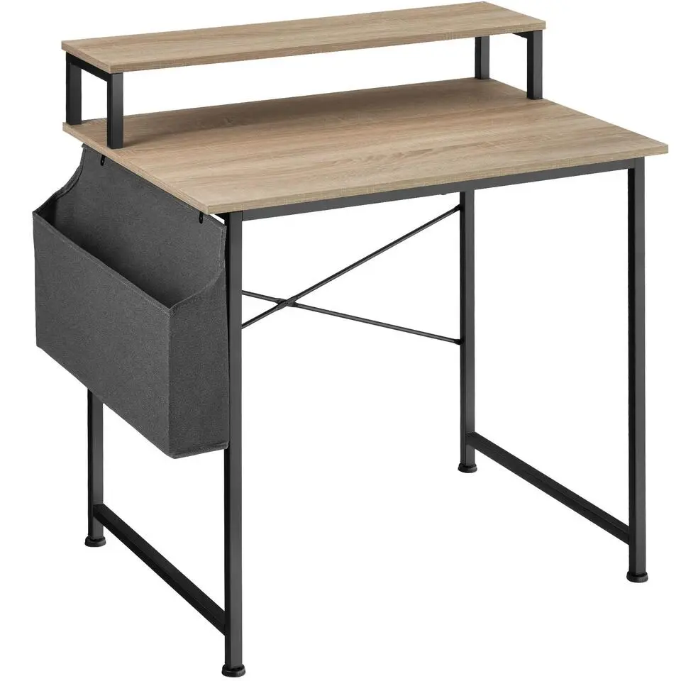 tectake Bureau met plank en organizer, Industrieel Licht Hout, Eiken Sonoma