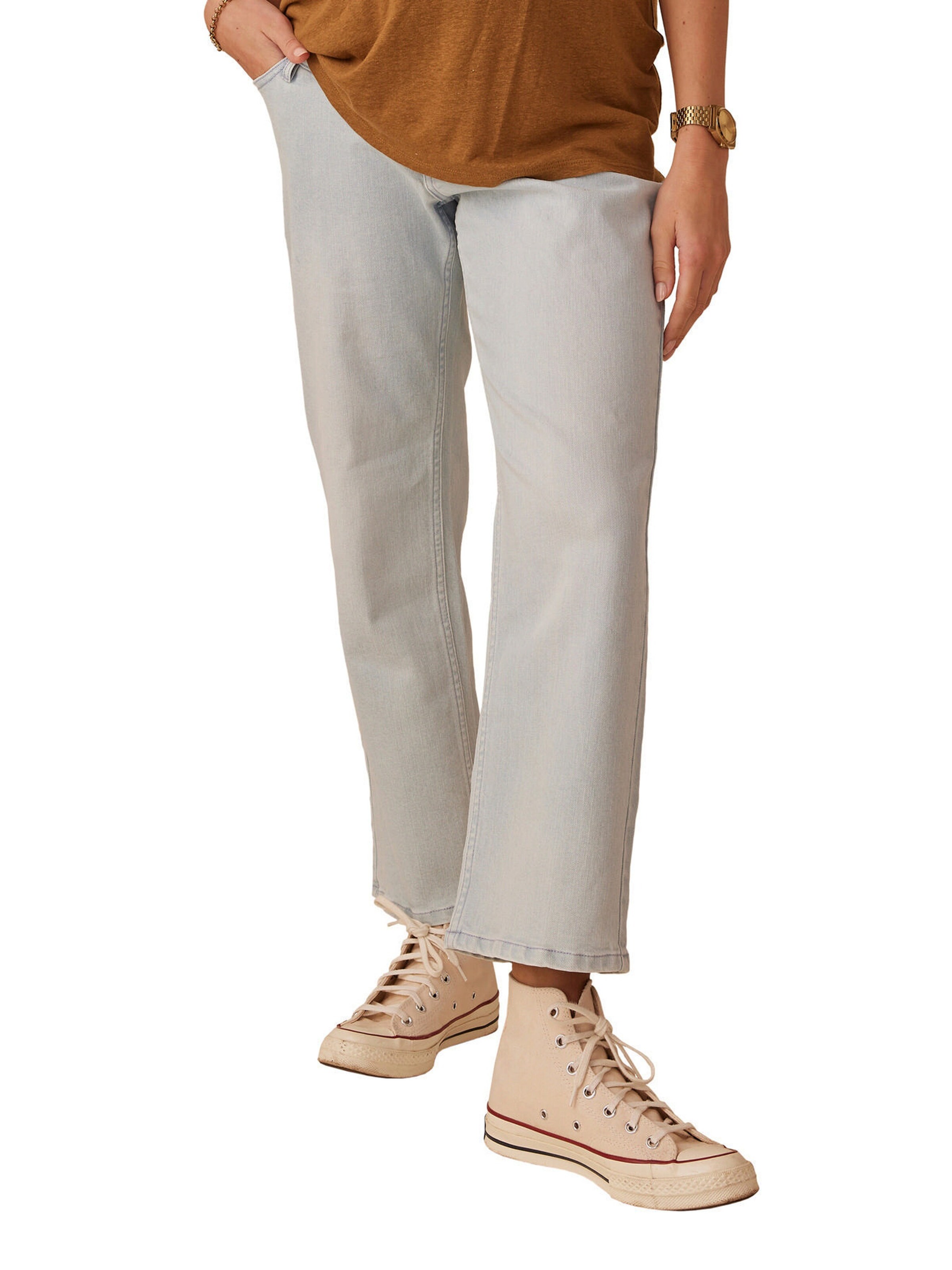 Envie de Fraise Gerade Umstandsjeans mit Seamless-Bund bleached