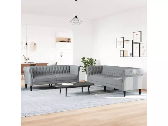 Ensemble de canapés 2 pièces gris clair tissu