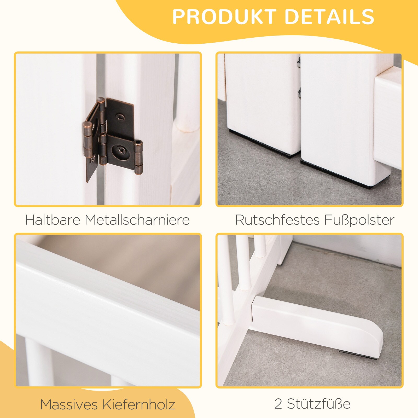 PawHut Türschutzgitter klappbar weiß 204 x 36 x 75 cm(LxBxH)